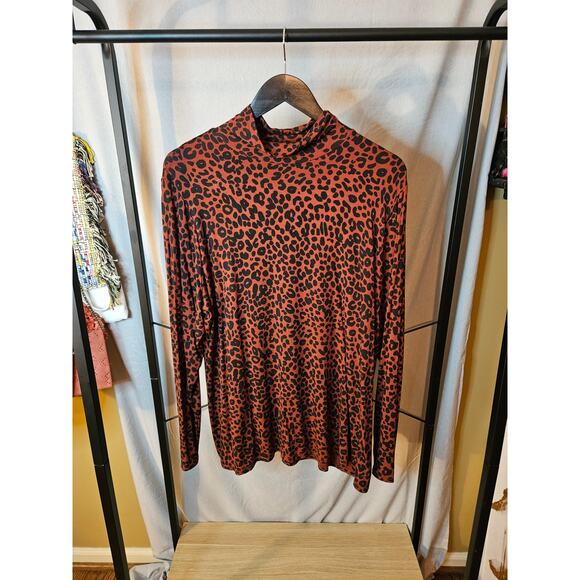 Ava & Viv Bronze Leopard Print Top – Size 1X - Picture 2 of 5